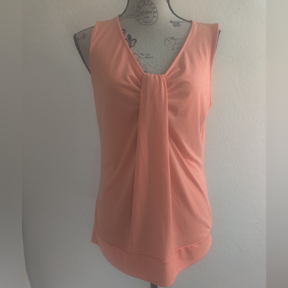 NY&Co Peach pastel watercolor Sleeveless blouse Business Casual Office_Large